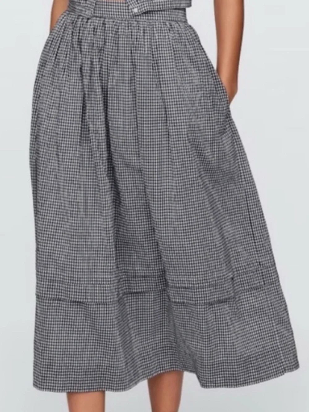 Gap x Doen Gingham Midi Skirt Size Large - Picture 2 of 6